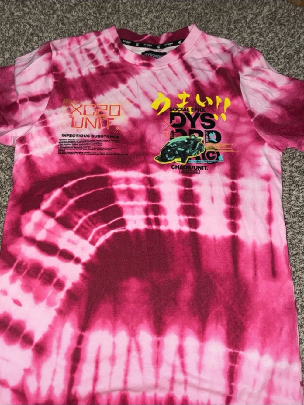 MENS size small DYSORDER Tie-Dye Pink Graphic t shirt